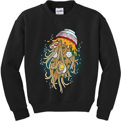 Funny Jellyfish Ramen Bowl Kids Sweatshirt