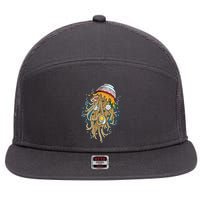 Funny Jellyfish Ramen Bowl 7 Panel Mesh Trucker Snapback Hat
