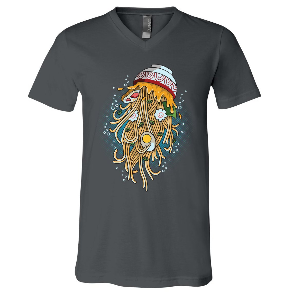 Funny Jellyfish Ramen Bowl V-Neck T-Shirt