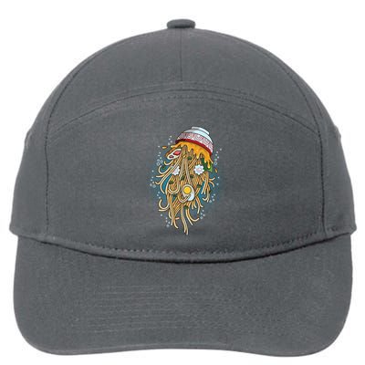 Funny Jellyfish Ramen Bowl 7-Panel Snapback Hat