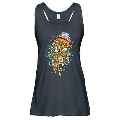 Funny Jellyfish Ramen Bowl Ladies Essential Flowy Tank