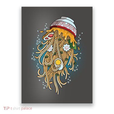 Funny Jellyfish Ramen Bowl Poster