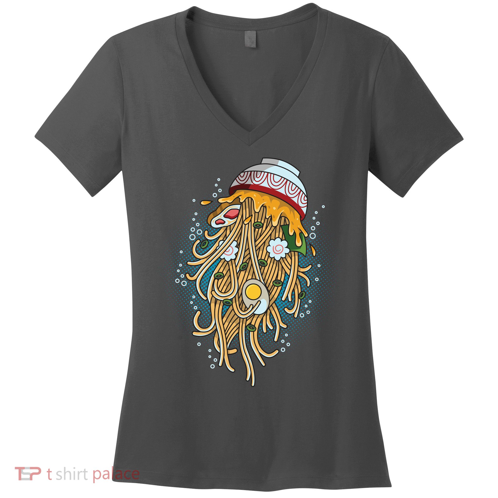Funny Jellyfish Ramen Bowl Women's V-Neck T-Shirt