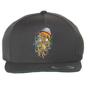 Funny Jellyfish Ramen Bowl Wool Snapback Cap