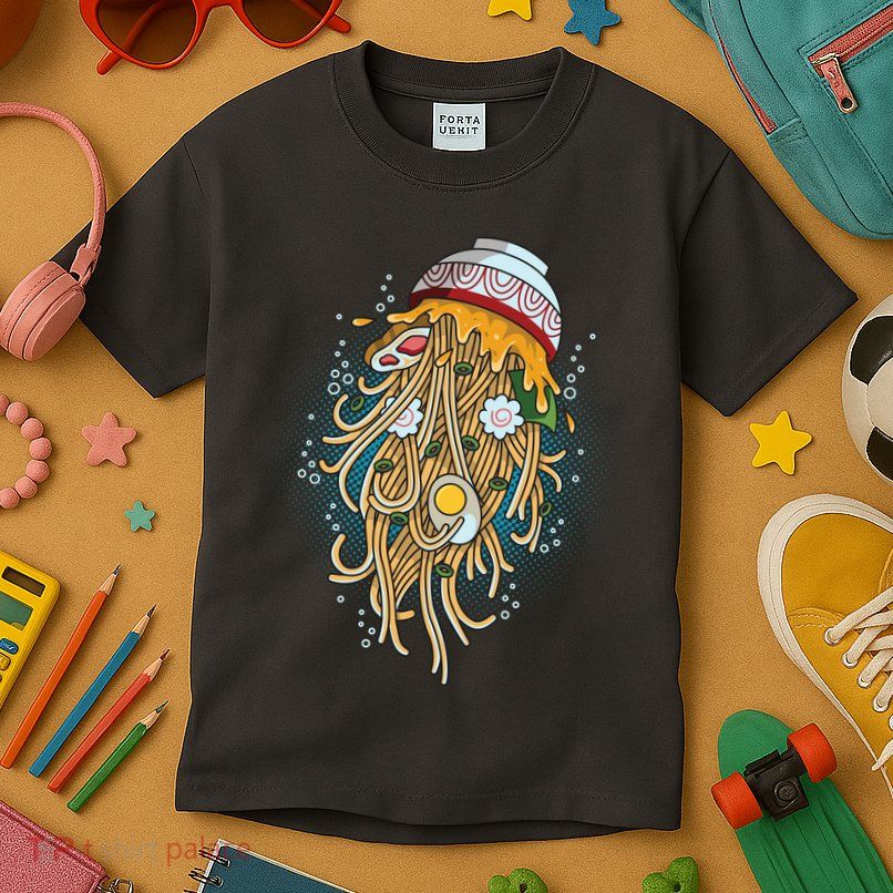 Funny Jellyfish Ramen Bowl Kids T-Shirt