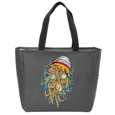 Funny Jellyfish Ramen Bowl Zip Tote Bag