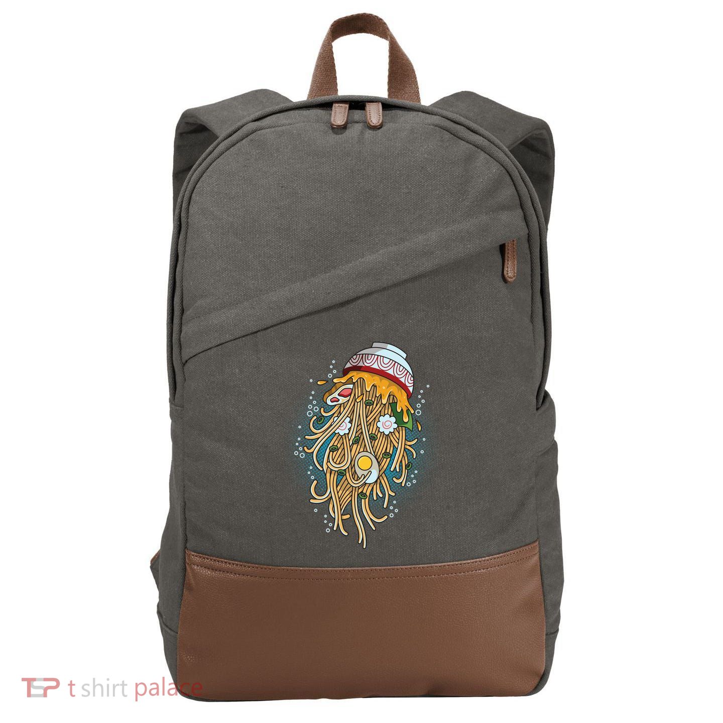 Funny Jellyfish Ramen Bowl Cotton Canvas Backpack