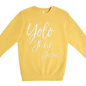 Funny Jesus Resurrection Quote Easter Yolo JK BRB Jesus Premium Crewneck Sweatshirt