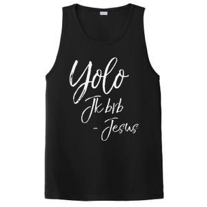 Funny Jesus Resurrection Quote Easter Yolo JK BRB Jesus PosiCharge Competitor Tank