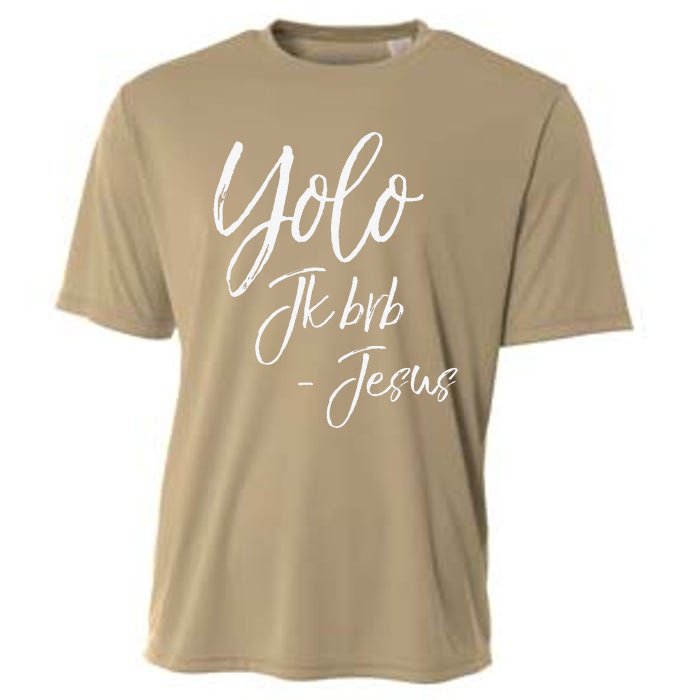 Funny Jesus Resurrection Quote Easter Yolo JK BRB Jesus Cooling Performance Crew T-Shirt