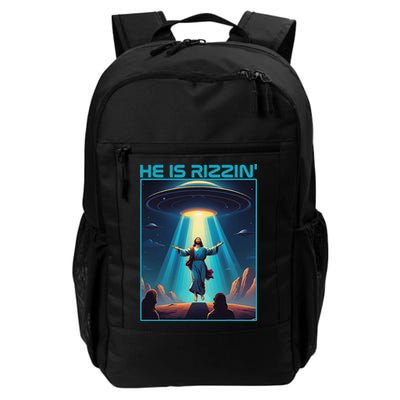 Funny Jesus Rizzin Easter Ufo Alien Abduction Space Christ Backpack