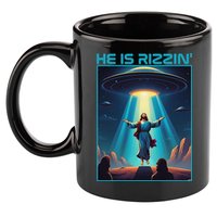 Funny Jesus Rizzin Easter Ufo Alien Abduction Space Christ 11oz C Handle Ceramic Mug