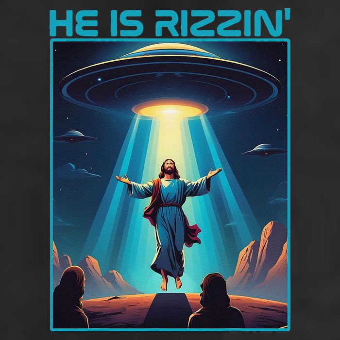 Funny Jesus Rizzin Easter Ufo Alien Abduction Space Christ 11oz C Handle Ceramic Mug
