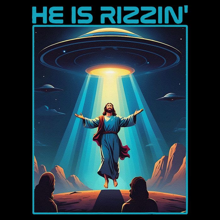 Funny Jesus Rizzin Easter Ufo Alien Abduction Space Christ 16 in Basic Backpack