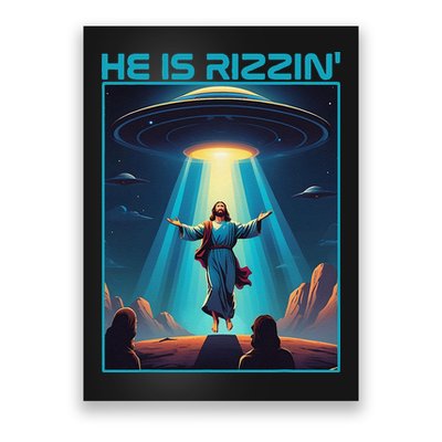 Funny Jesus Rizzin Easter Ufo Alien Abduction Space Christ Poster