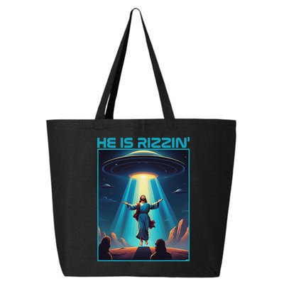 Funny Jesus Rizzin Easter Ufo Alien Abduction Space Christ 25L Jumbo Tote