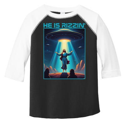 Funny Jesus Rizzin Easter Ufo Alien Abduction Space Christ Toddler Fine Jersey T-Shirt