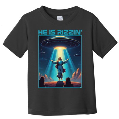 Funny Jesus Rizzin Easter Ufo Alien Abduction Space Christ Toddler T-Shirt