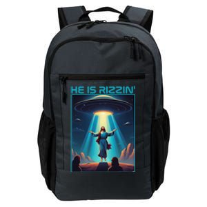 Funny Jesus Rizzin Easter Ufo Alien Abduction Space Christ Daily Commute Backpack