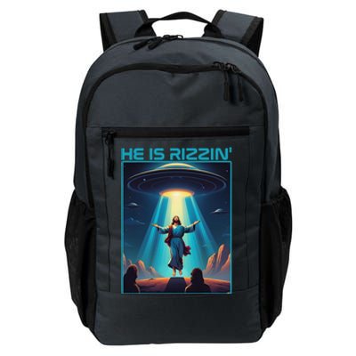 Funny Jesus Rizzin Easter Ufo Alien Abduction Space Christ Daily Commute Backpack