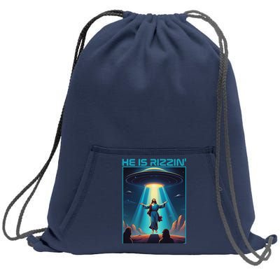 Funny Jesus Rizzin Easter Ufo Alien Abduction Space Christ Sweatshirt Cinch Pack Bag