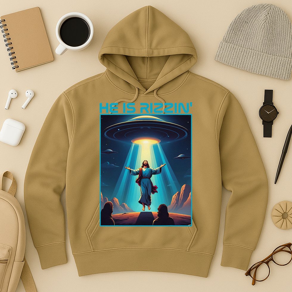 Funny Jesus Rizzin Easter Ufo Alien Abduction Space Christ Hoodie