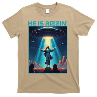 Funny Jesus Rizzin Easter Ufo Alien Abduction Space Christ T-Shirt