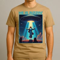 Funny Jesus Rizzin Easter Ufo Alien Abduction Space Christ T-Shirt