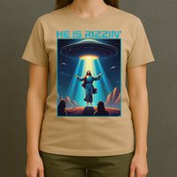 Funny Jesus Rizzin Easter Ufo Alien Abduction Space Christ T-Shirt
