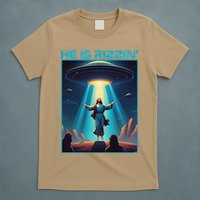 Funny Jesus Rizzin Easter Ufo Alien Abduction Space Christ T-Shirt