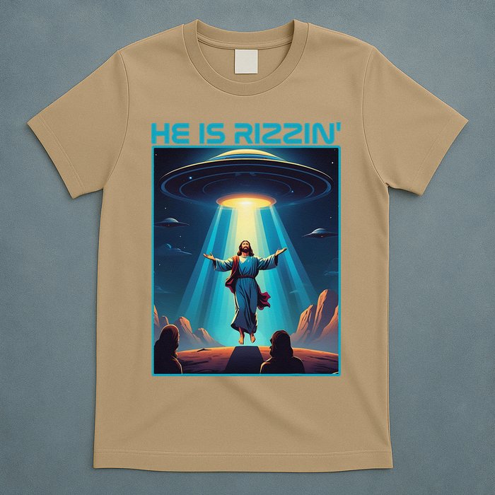 Funny Jesus Rizzin Easter Ufo Alien Abduction Space Christ T-Shirt