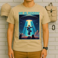 Funny Jesus Rizzin Easter Ufo Alien Abduction Space Christ T-Shirt