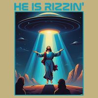 Funny Jesus Rizzin Easter Ufo Alien Abduction Space Christ T-Shirt
