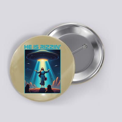 Funny Jesus Rizzin Easter Ufo Alien Abduction Space Christ Button