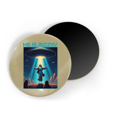 Funny Jesus Rizzin Easter Ufo Alien Abduction Space Christ Magnet