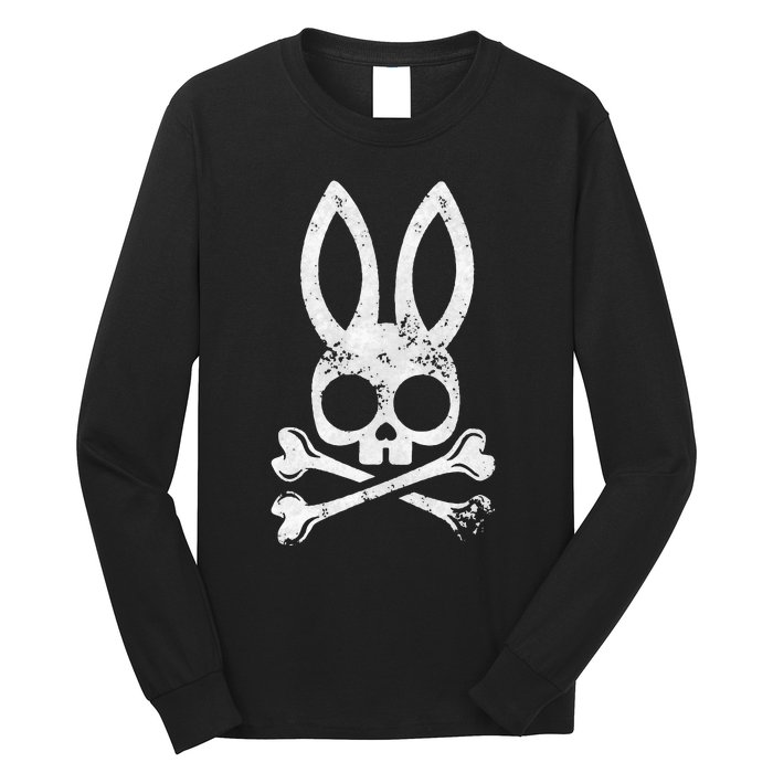 Funny Jolly Roger Bunny Skull Crossbones Egg Hunt Long Sleeve Shirt