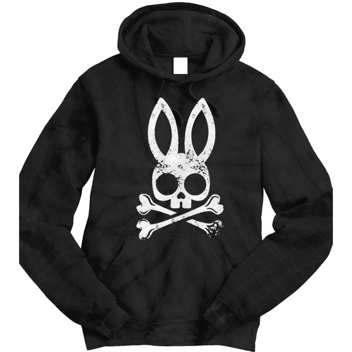 Funny Jolly Roger Bunny Skull Crossbones Egg Hunt Tie Dye Hoodie