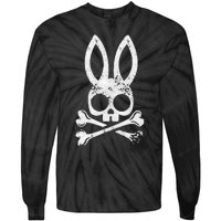 Funny Jolly Roger Bunny Skull Crossbones Egg Hunt Tie-Dye Long Sleeve Shirt