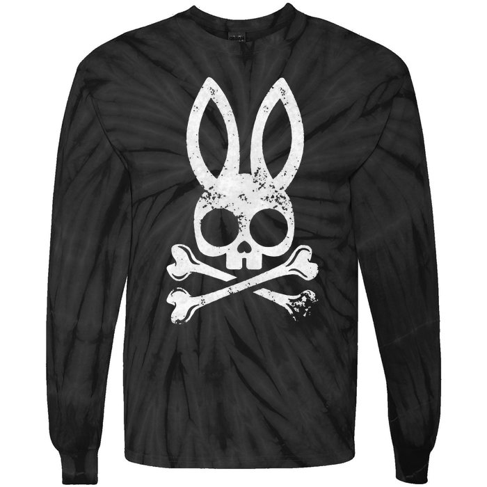 Funny Jolly Roger Bunny Skull Crossbones Egg Hunt Tie-Dye Long Sleeve Shirt