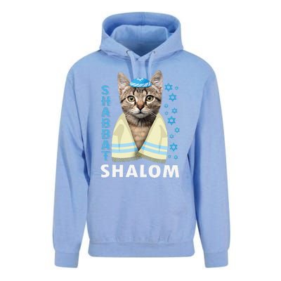 Funny Jewish Shabbat Shalom Cute Cat With Kippah Unisex Surf Hoodie