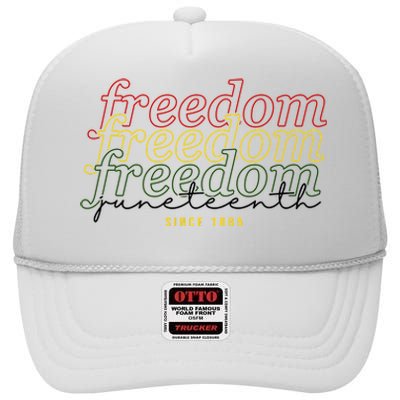 Freedom Juneteenth Since 1865 High Crown Mesh Back Trucker Hat