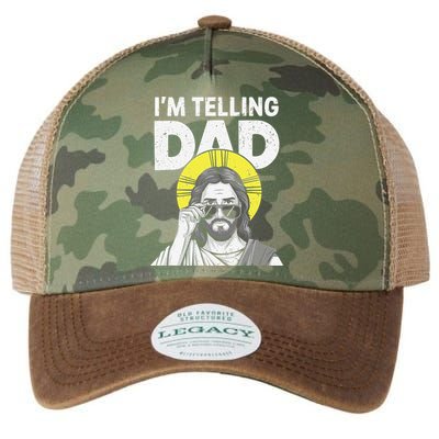Funny Jesus Saying Im Telling Dad Legacy Tie Dye Trucker Hat