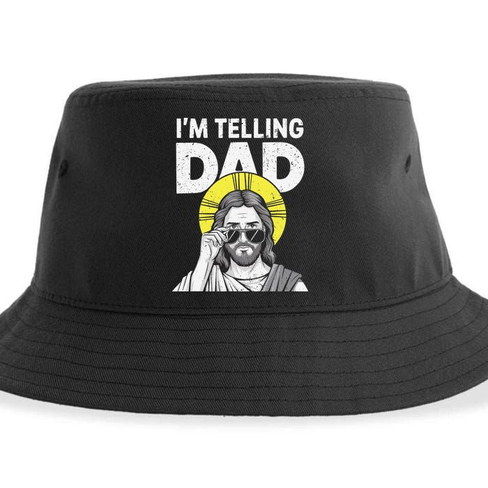Funny Jesus Saying Im Telling Dad Sustainable Bucket Hat