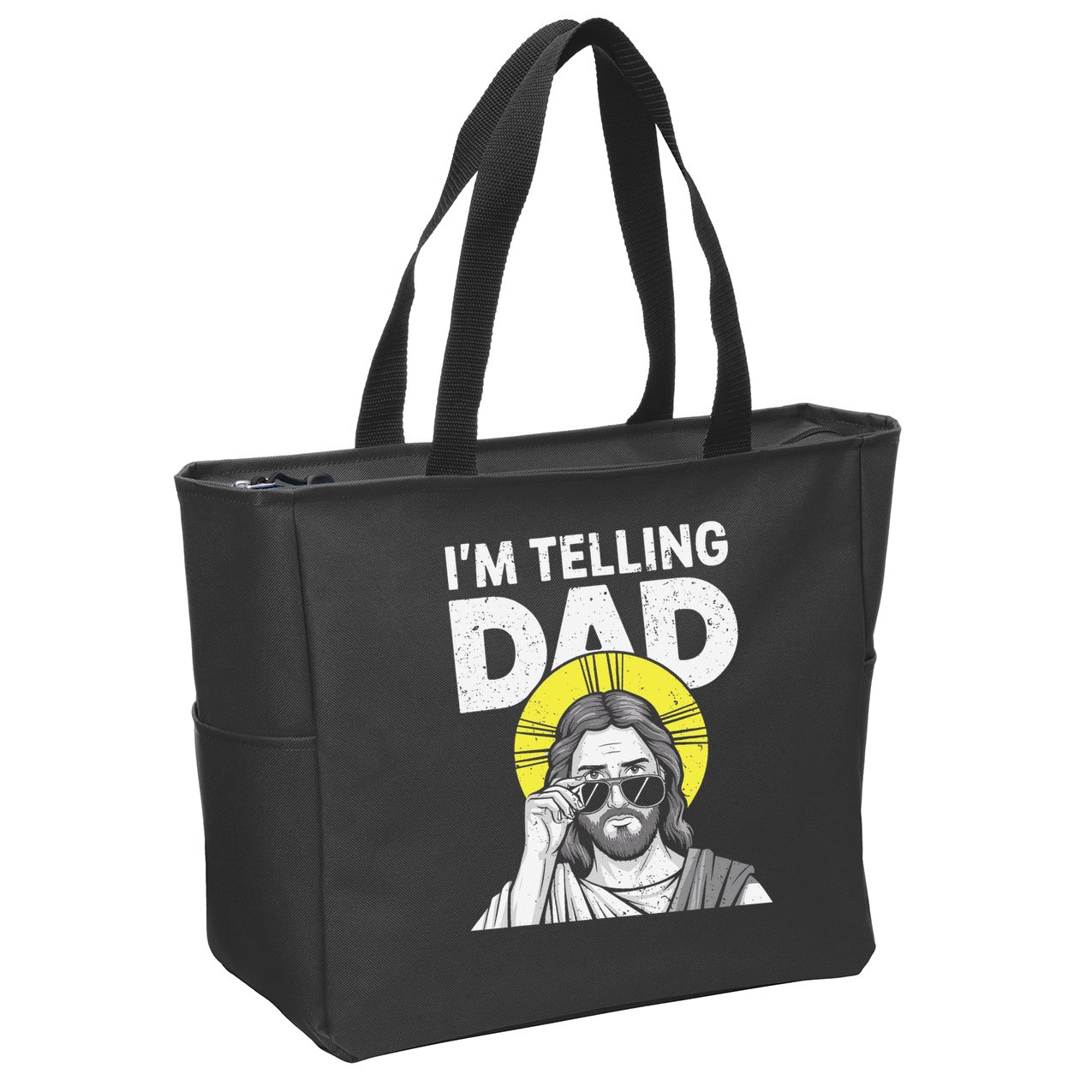 Funny Jesus Saying Im Telling Dad Zip Tote Bag