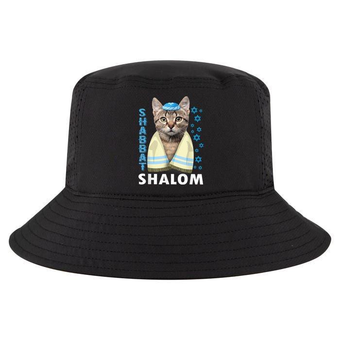 Funny Jewish Shabbat Shalom Cute Cat With Kippah Cool Comfort Performance Bucket Hat
