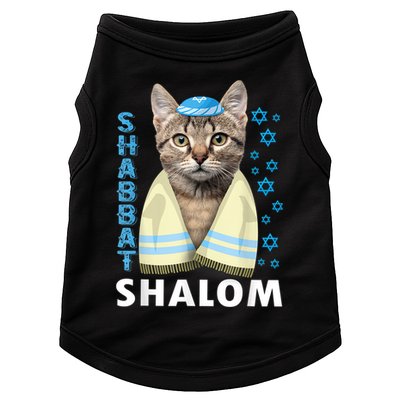 Funny Jewish Shabbat Shalom Cute Cat With Kippah Doggie Tank