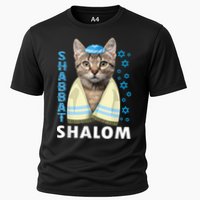 Funny Jewish Shabbat Shalom Cute Cat With Kippah Cooling Performance Crew T-Shirt