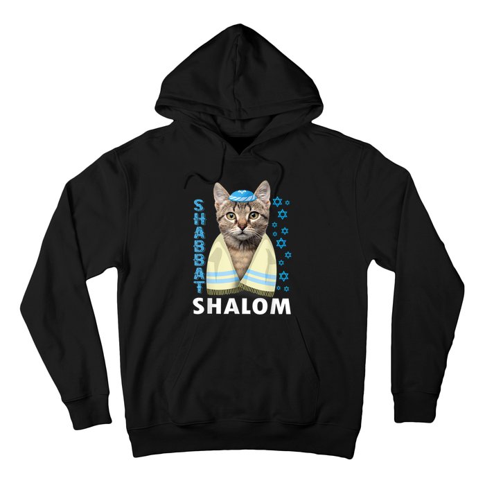 Funny Jewish Shabbat Shalom Cute Cat With Kippah Hoodie