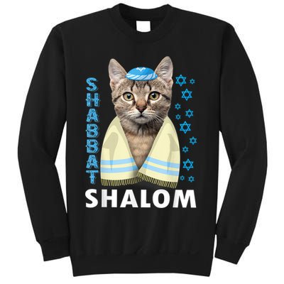 Funny Jewish Shabbat Shalom Cute Cat With Kippah Sweatshirt
