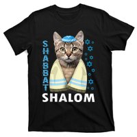 Funny Jewish Shabbat Shalom Cute Cat With Kippah T-Shirt